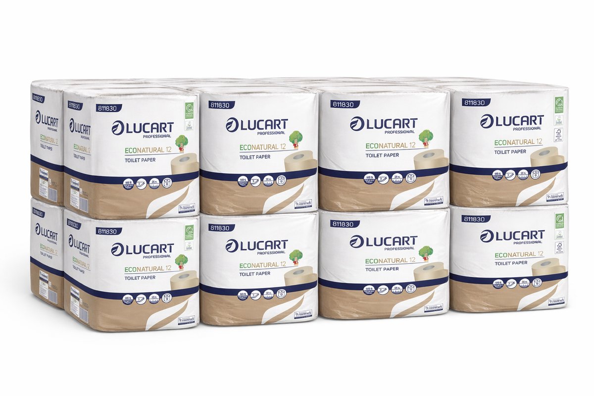 Lucart - Econatural - toiletpapier - 96 rollen - 200 vel per rol - 2 laags - 100% circulair en klimaatneutraal product