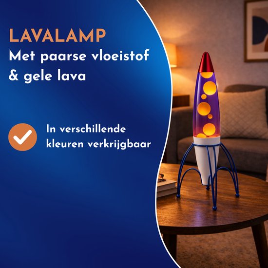 Lighto Raket Lavalamp - Paarse Vloeistof met Gele Lava - voor Kinderen van Lighto — afbeelding 4