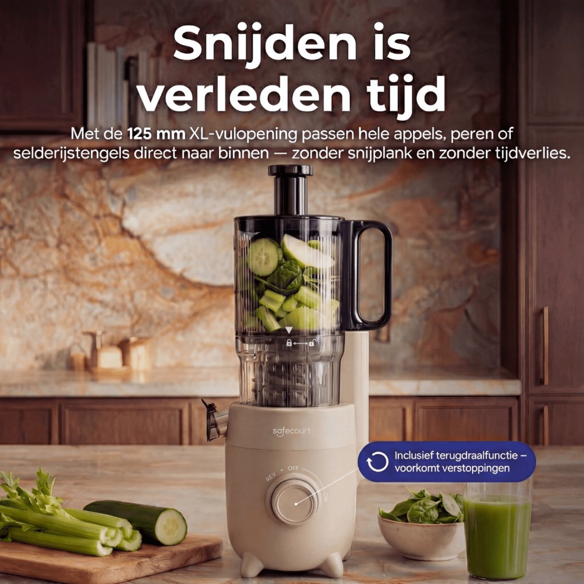 Safecourt Kitchen Slow Juicer - sapcentrifuge Beige thumbnail 3
