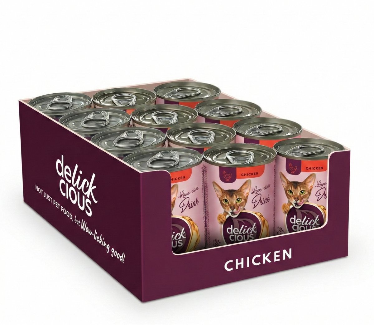 delickcious Delickcious Katten Drink Adult – Kip, Omega-3 & Biotine 12x140g