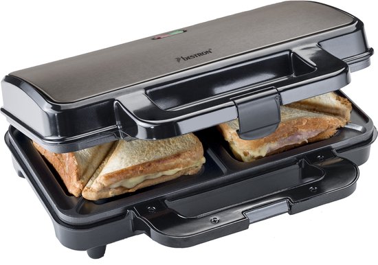 Bestron XL Tosti ijzer voor 2 Tosti's - Tosti apparaat - 1000W, kleur: Titangrijs