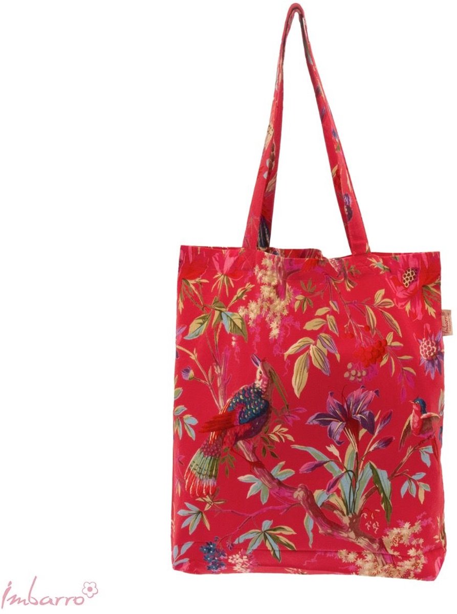Imbarro Fashion & Home Easybag Paradise Cerise – Lichtgewicht Katoenen Tas – Rood/Roze – 45x50 cm
