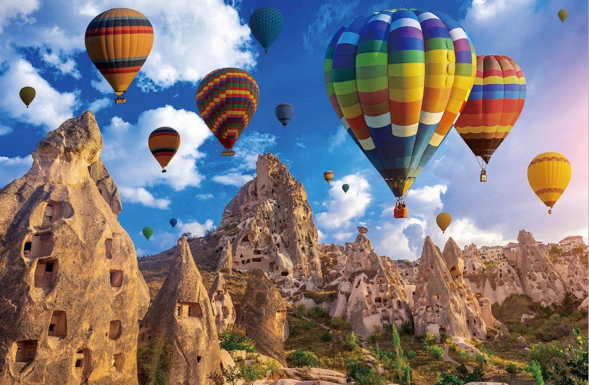 JigSaw Luchtballonnen boven de Bergen Legpuzzel 1000 Stukjes Puzzel 50 x 70 cm Puzzle Vanaf 14+