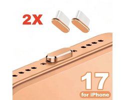 Togadget Anti-Stof Plug USB-C – Stofbescherming voor Smartphone Oplaadpoort – Aluminium Dust Plug – Geschikt voor iPhone 15 / 16 / 17 en USB-C Telefoons – Samsung Xiaomi Huawei Oppo – Set van 2 - goud