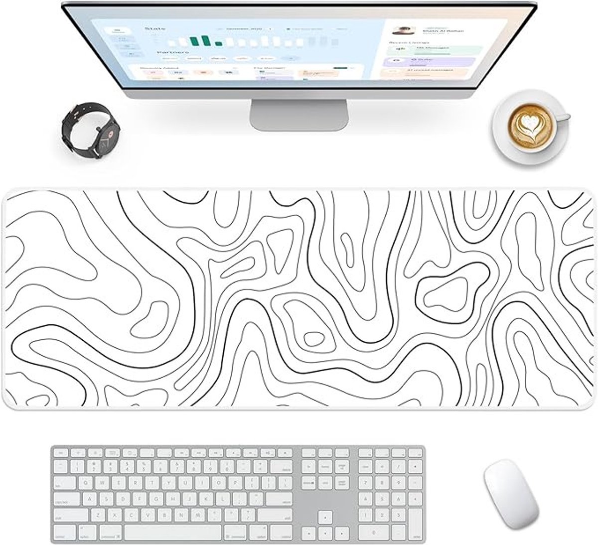 Extra grote bureaumat voor gaming en werk, antislip basis met strak design