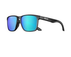 SCVCN® S235-QTC-14 | Zonnebril Piloten | Gepolariseerd Wayfarer Classic Zonnebril | Rechthoekig | Bril Hipster| Vierkant Rechthoekige | Carnavalsbril | Festival bril | Retro Zonnebril | Zonnebril Dames & Heren | Zwart Montuur | Blauw Spiegel Glazen