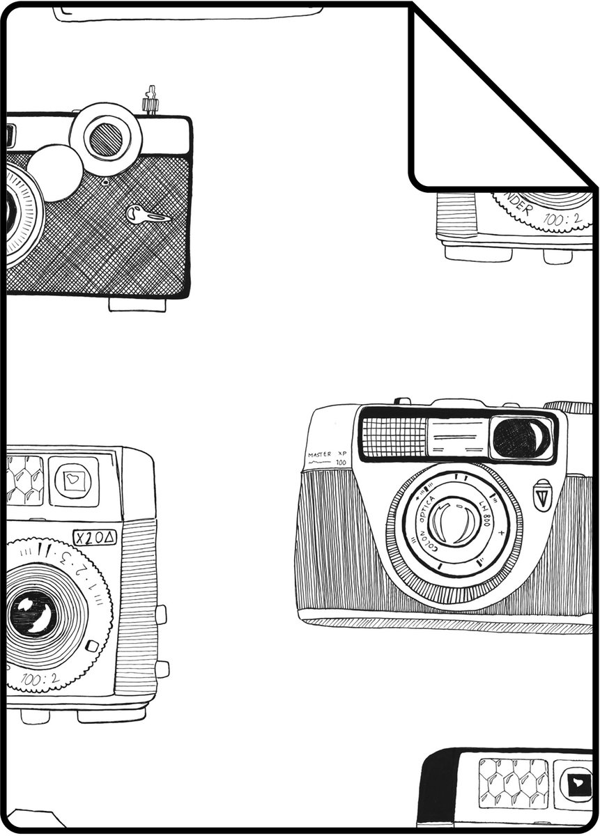 Proefstaal ESTAhome behang instant camera’s zwart en wit - 26.5 x 21 cm - 138843-S