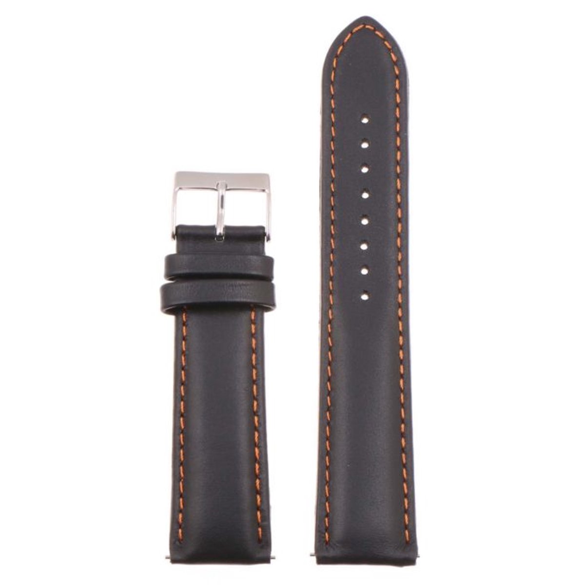 Leren Zwart Horlogeband - 22mm - Quick Release