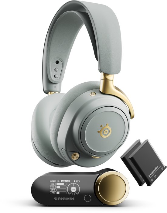 Steelseries Arctis Nova Elite - Hi-Res Wireless Certified Gaming Headset - Sage & Gold