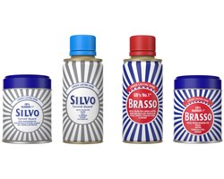 Brasso - Koperpoets 175 ml + Brasso Poetswatten 75 gram & Silvo Silverpoets 175 ml + Silvo Poetswatten 75 gram