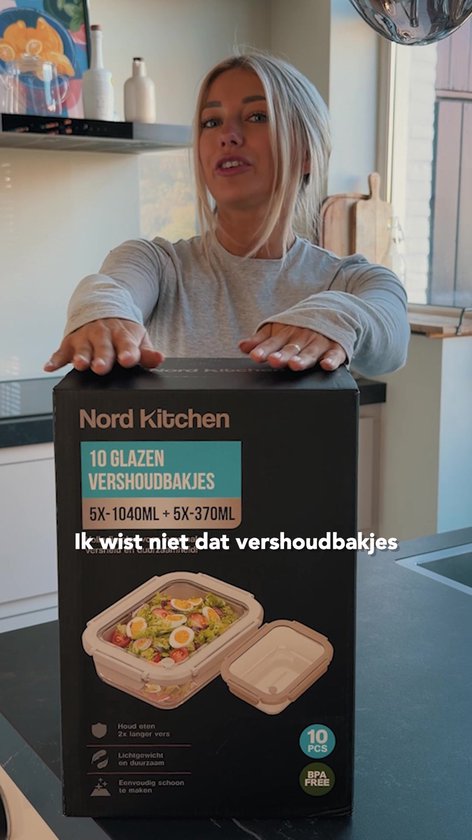 Set de Boîtes de conservation Nord Kitchen - avec couvercle vapeur en Verres - Boîtes de Prep des repas - Boîtes de congélation tout Glas - Hermétiques - 10 pièces - 1040 ml + 370 ml
