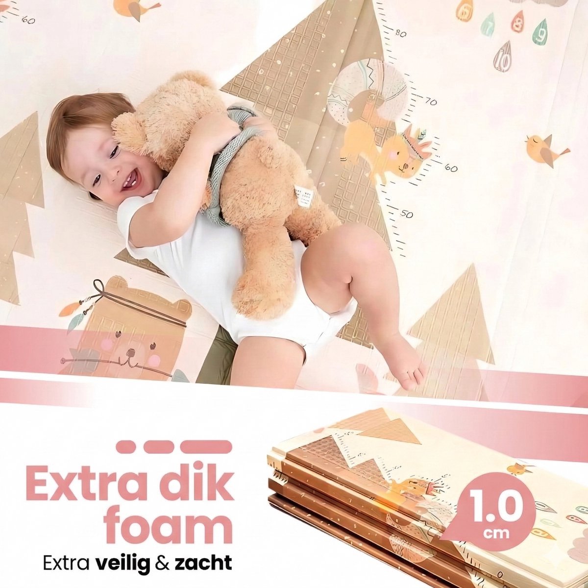 Ladanas® – 2in1 Baby Speelmat én opbergzak - EXTRA ZACHT - Gewatteerd