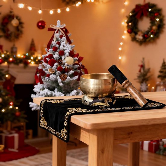 Tibetan Singing Bowl Set 8 cm - Handgemaakte Brass Singing Bowl voor Yoga en Meditatie — afbeelding 3