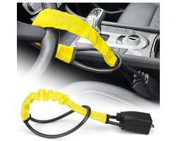 Stuurslot - Belt-Lock - Stoplock - Geel - Zaagbestendig - Anti Diefstal - Auto Beveiliging - Universeel - 2 Sleutels - Auto - Camper - Bestelwagens - Vrachtwagens