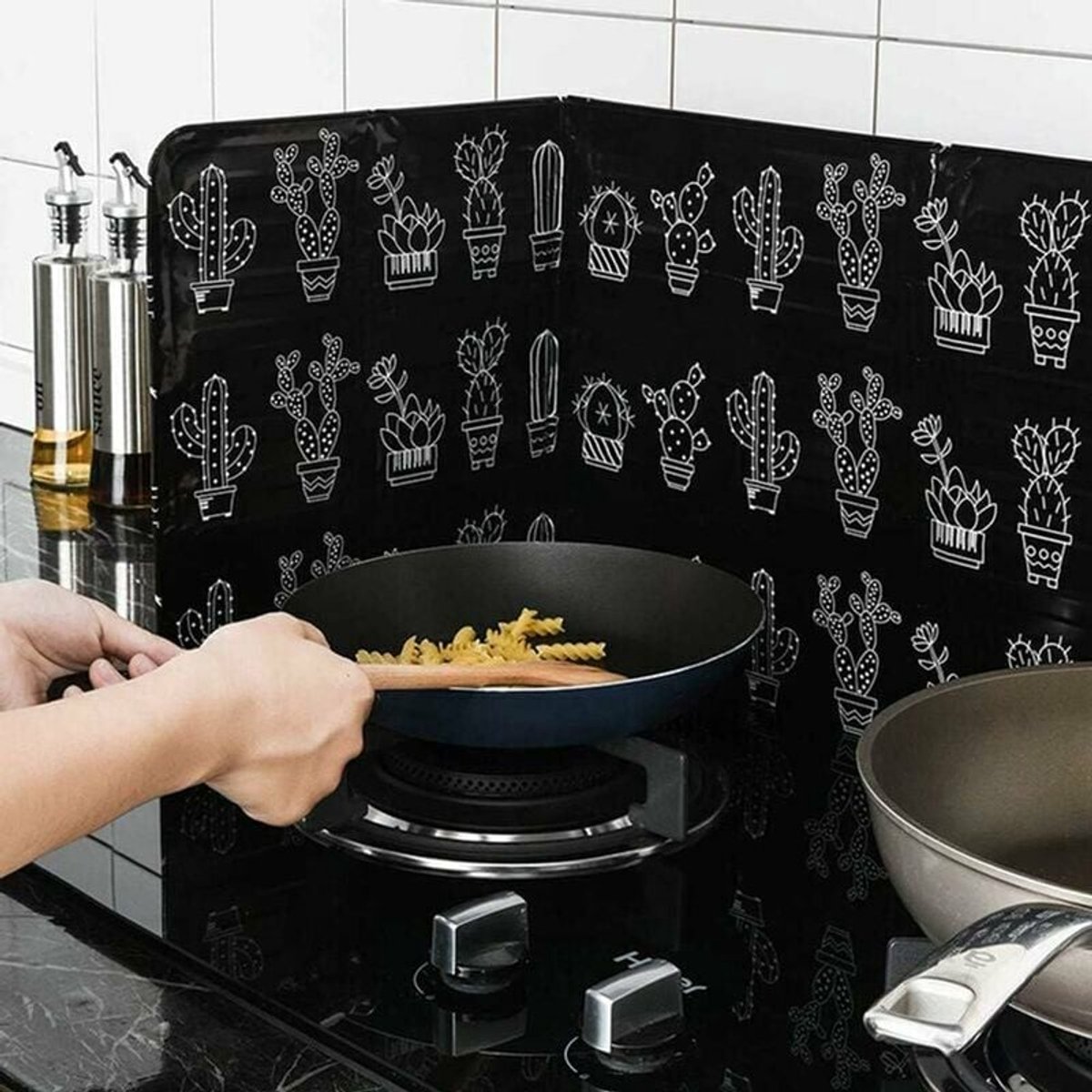 Spatplaat – Cactus – Aluminiumfolie beschermplaat voor friteuses – 1 stuks – Groen