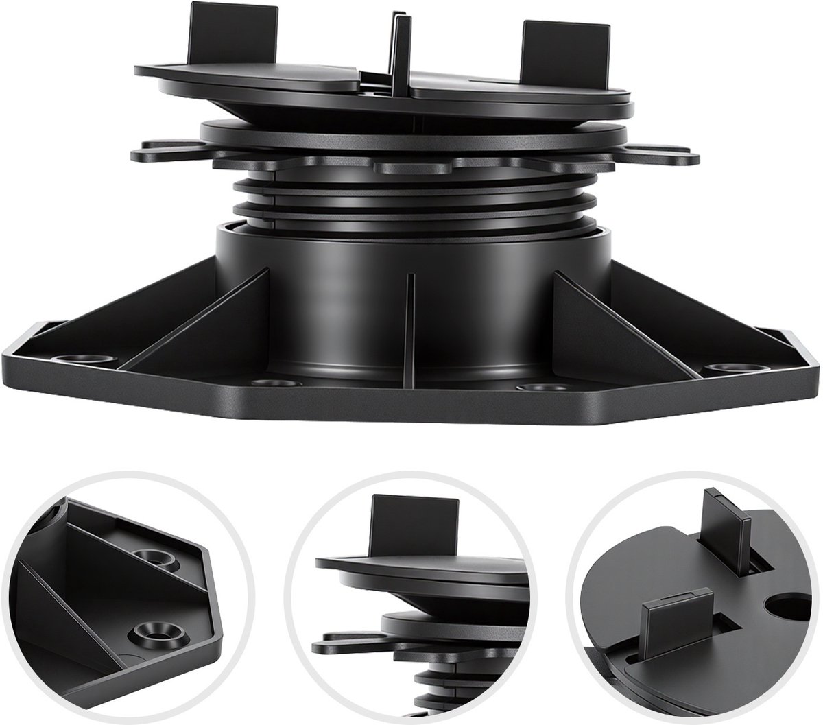 100x Verstelbare Terrasdragers 40-70mm Hellingsverstelling 0-5° Composiet Voor Steenplaten Incl 100 Schijven