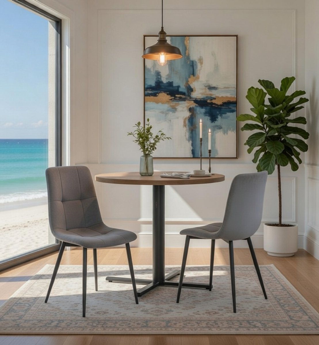 Luxe Fluwelen Eetkamerstoelen – Moderne Keukenstoelen met Verstelbare Poten, Ergonomische Gewatteerde Zitting, Belastbaar tot 120 kg – Set van 4, Grijs Novihome