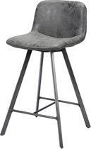 Wax PU - Barstoelen - set van 4 - kuip dubbele stiknaad - zwart - stalen frame - platte buis - zwart gepoedercoat