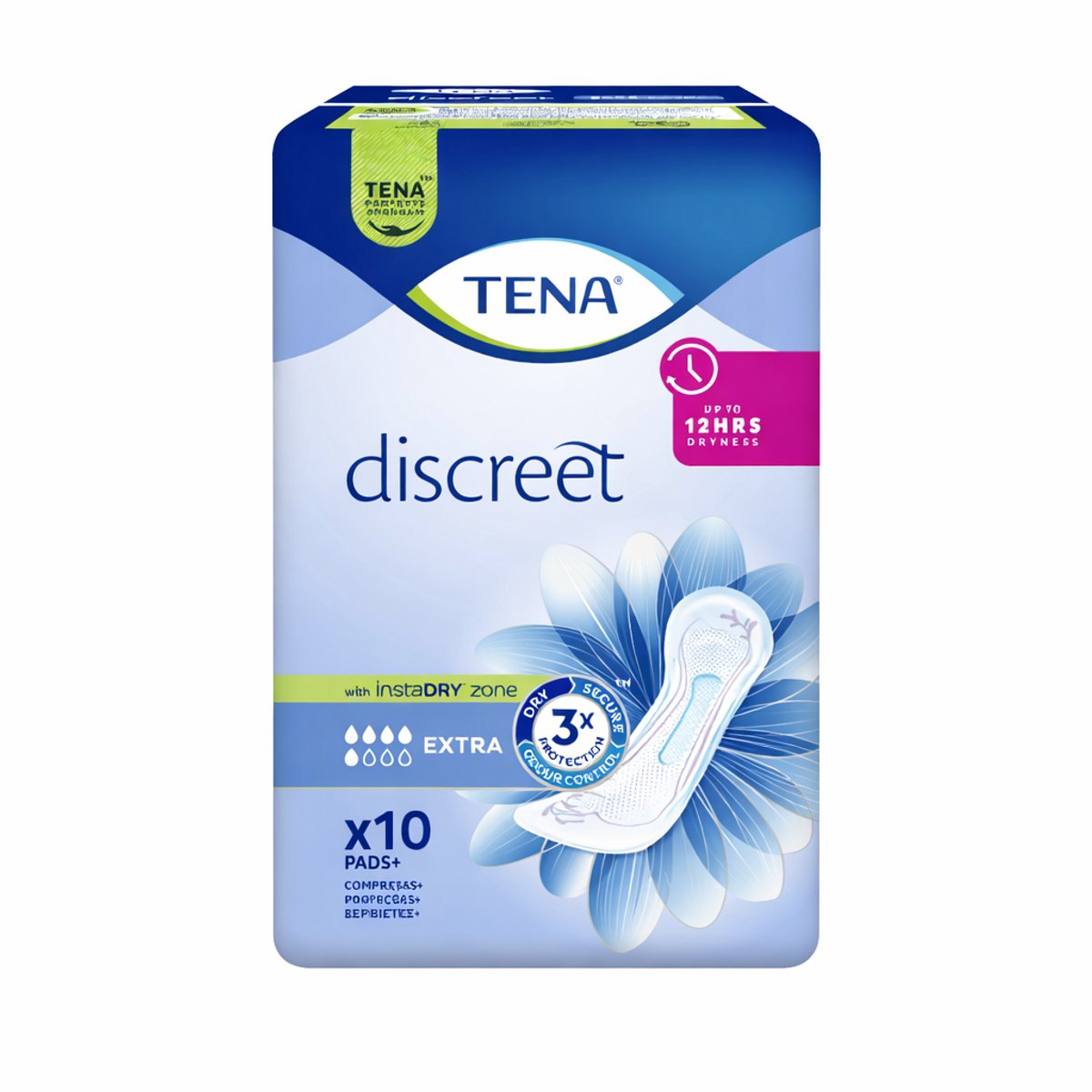 TENA Discreet Extra Incontinentie Pads – 10 stuks – 12 uur droog – Voor vrouwen