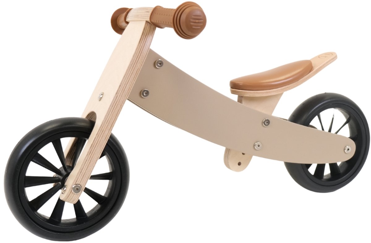 Bandits & Angels Smart Bike Loopfiets Hout 4-in-1 Beige Sand vanaf 1 jaar - Voor Jongens en Meisjes - Houten Loop Fiets - Omkeerbaar in Driewieler en Tweewieler - Verstelbaar Zadel — afbeelding 7