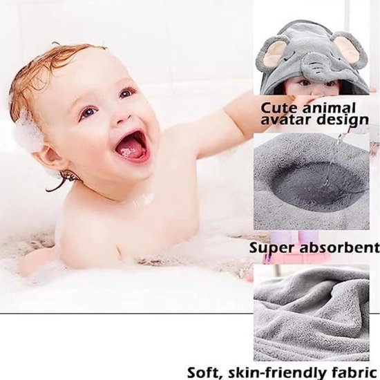 Driedelige babybadjasset met capuchon - babybadhanddoek met capuchon, kraamcadeau, babybadhanddoek, babybadsjaal — afbeelding 3