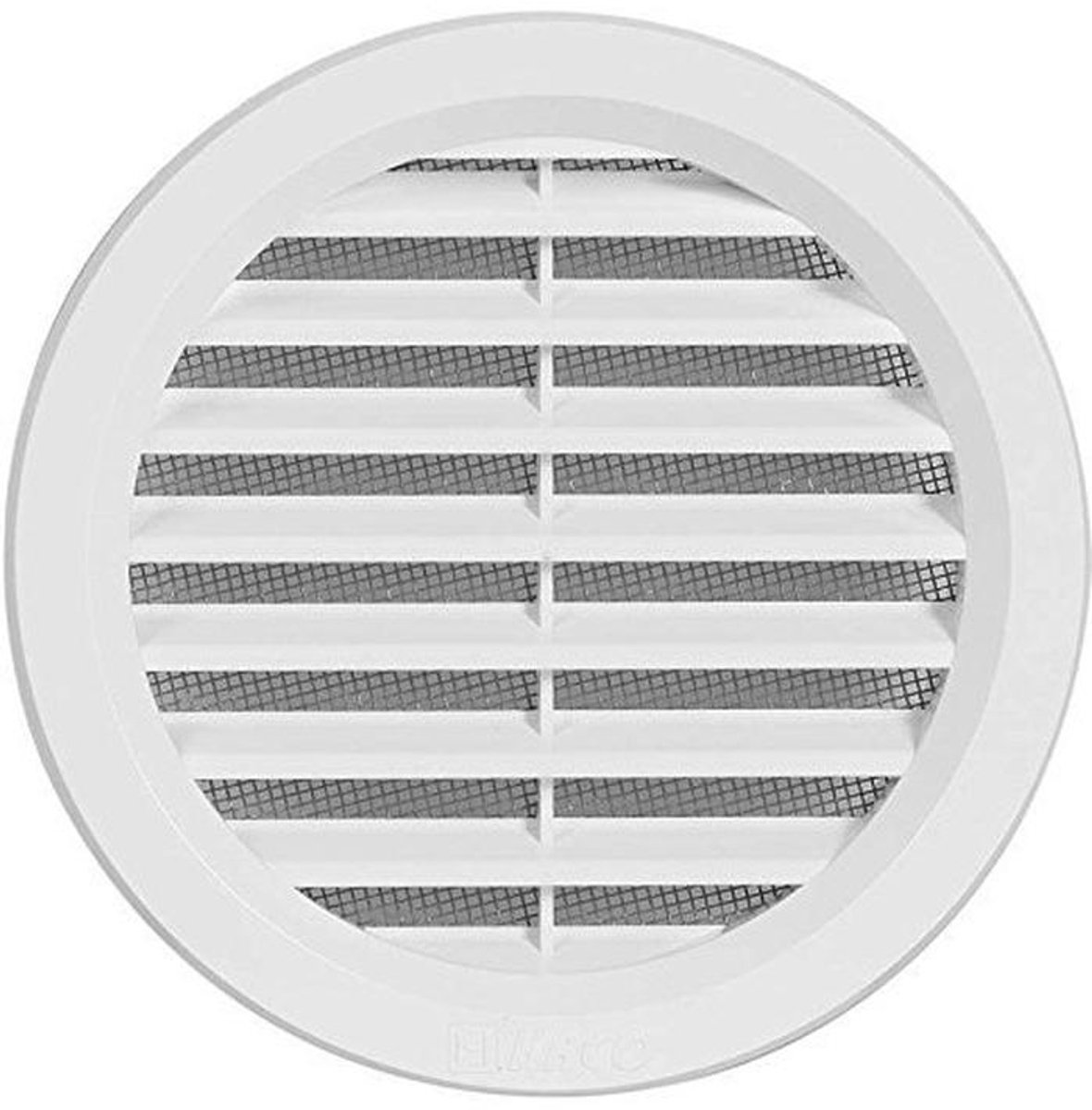 Kunststof Ventilatierooster rond met Insectenbescherming - 130 mm Dekkingsmaat
