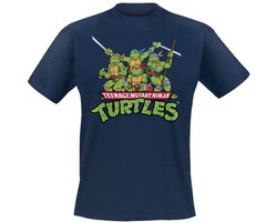 Teenage Mutant Ninja Turtles Turtles Distressed Group Heren T-shirt - marineblauw - XL