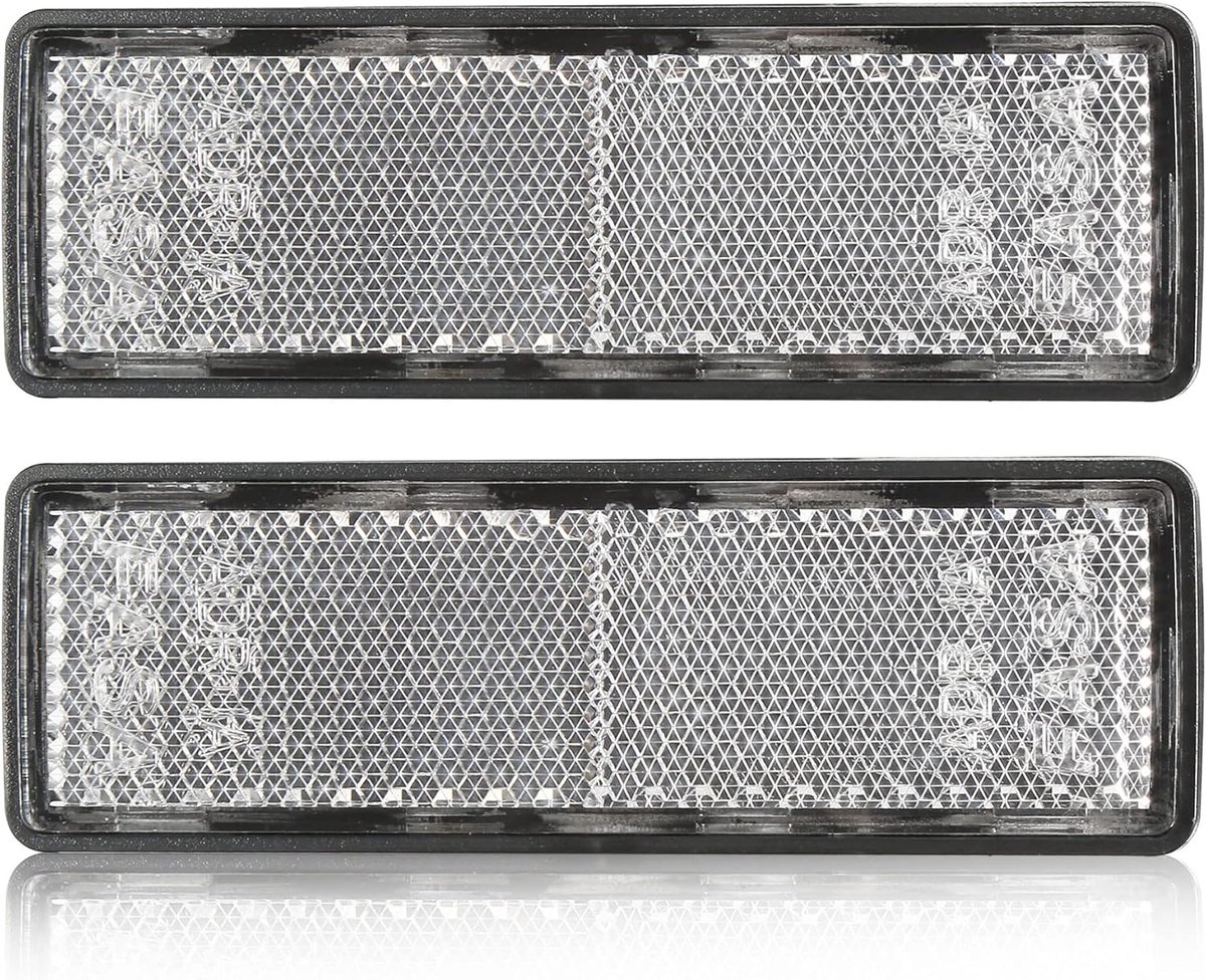 Reflectoren Rectangular Wit 2 Stuks - Zelfklevende E-Tested Autoreflectoren