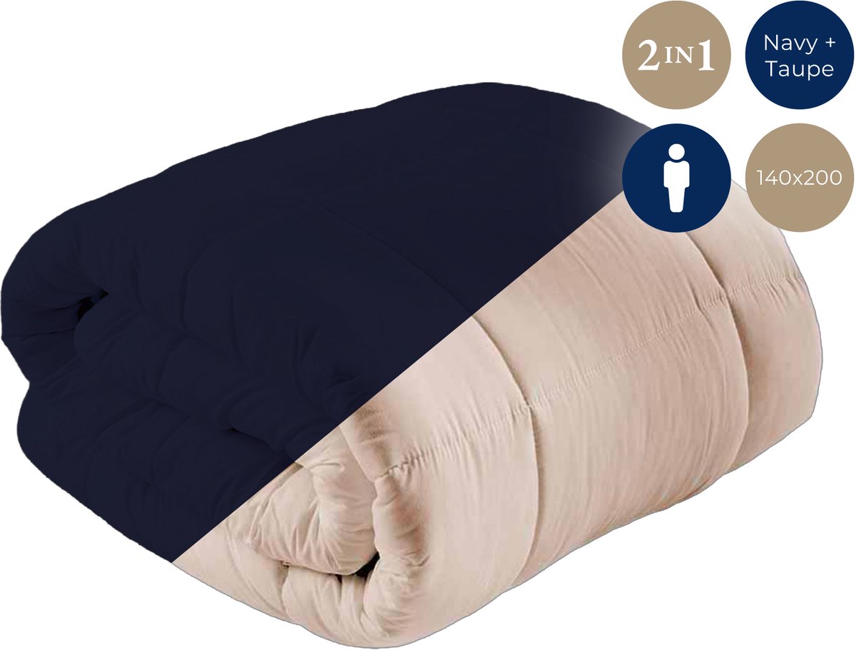 Meilleur Dekbed zonder overtrek - Wasbare dekbedden - 140X200 - Taupe Navy