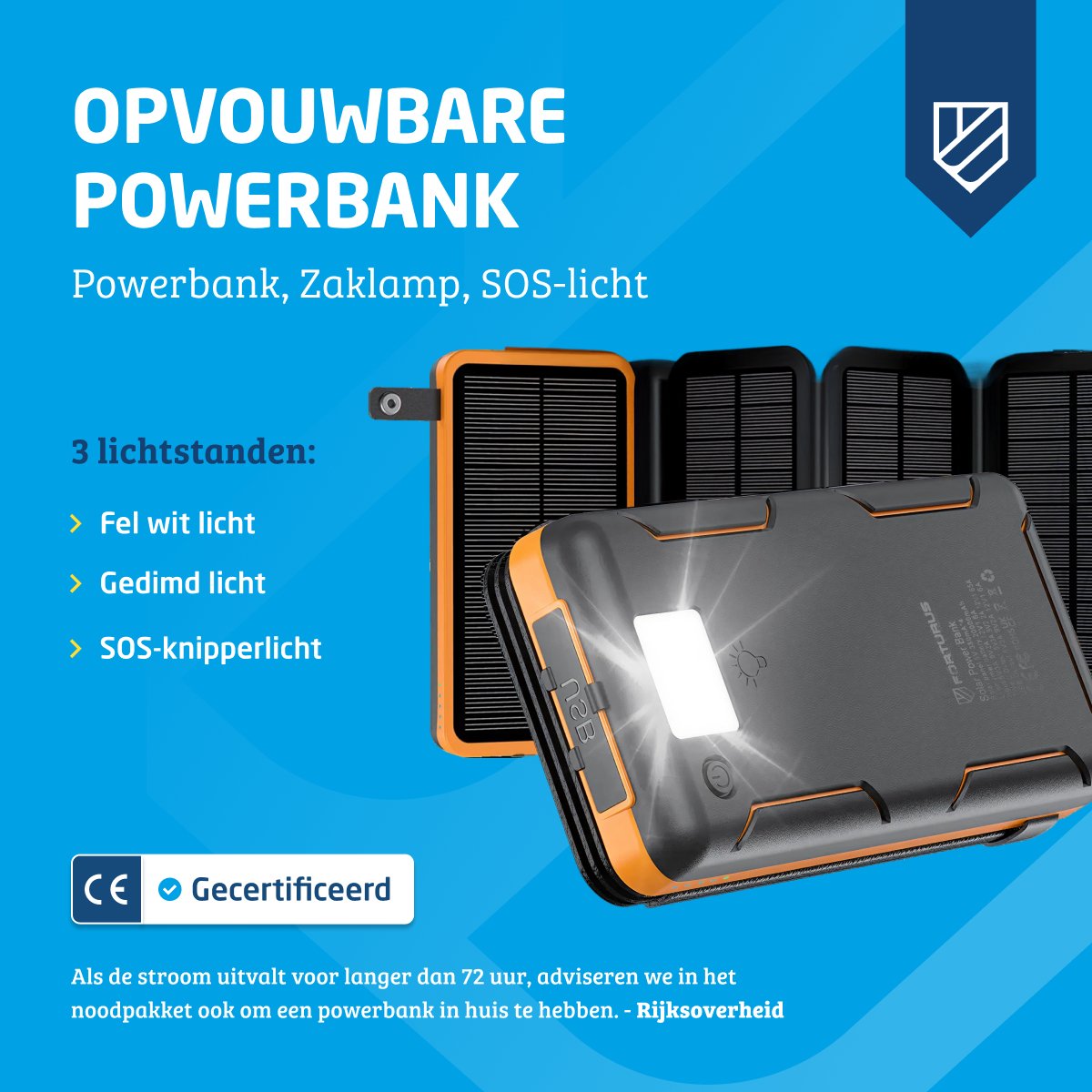 Forturus Solar Powerbank 20.000 mAh met 4 Uitvouwbare - afbeelding 2