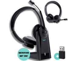 Draadloze Headset met Microfoon - Headset Draadloos - Geschikt voor PC, Laptop, Macbook & Smartphone - Bluetooth Dual Connect - Koptelefoon - Hoofdtelefoon - Noise Cancelling - Good Experience