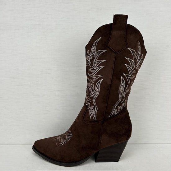 Leuke suèdine cowboylaarzen met gaaf design bruin Bruin / 41