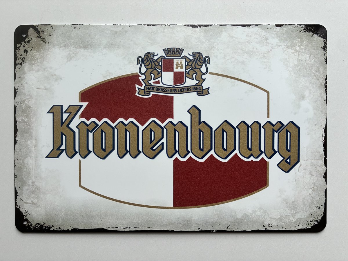 kronenbourg Metalen wandbord 20 x 30 cm - Mancave -Wand Decoratie - Metalen borden - Tekst borden - Metalen bord - Reclame bord - Vintage - Kroeg - Bar – Cafe - Horeca - rettro