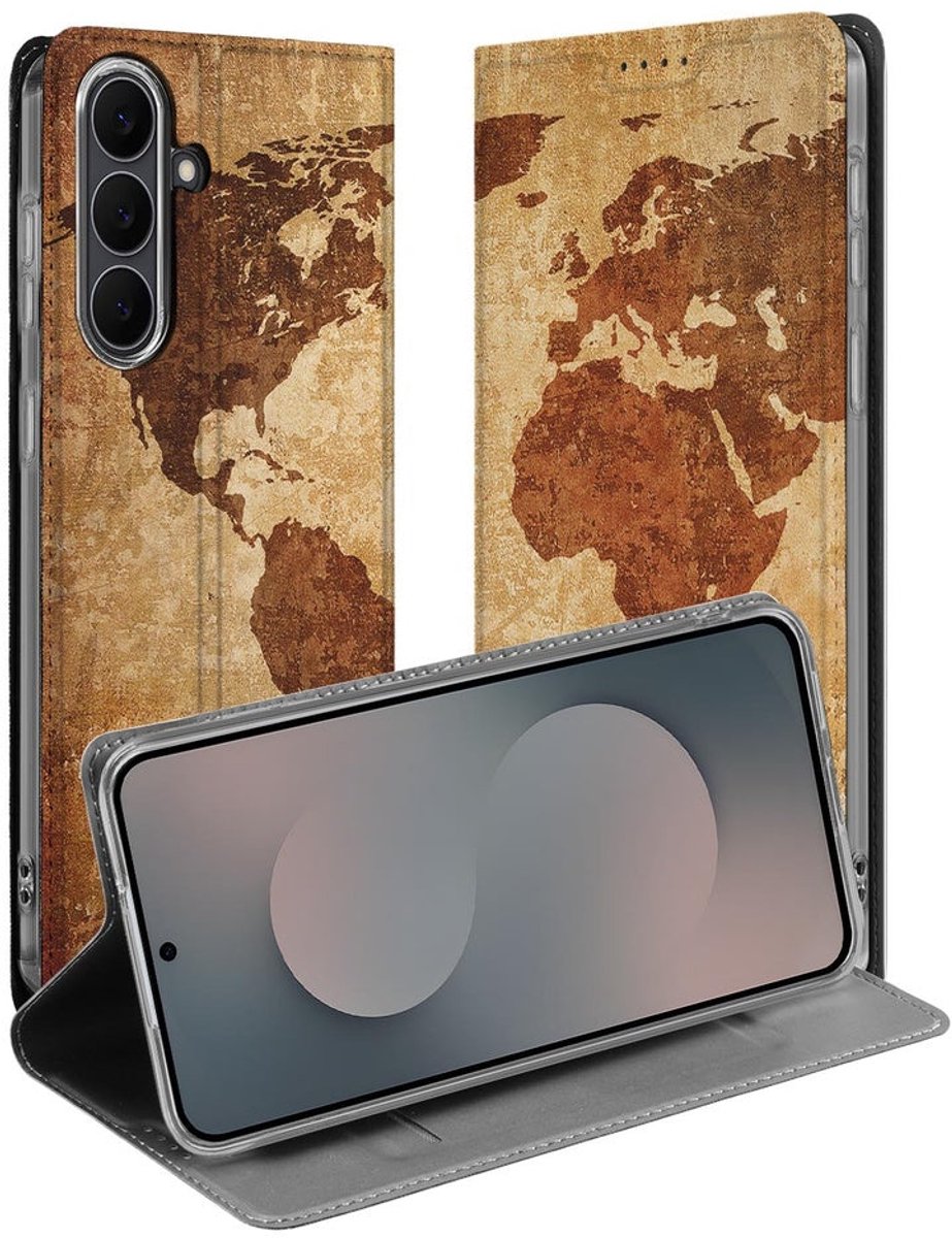 Samsung Galaxy S25 FE Book Case Wereldkaart