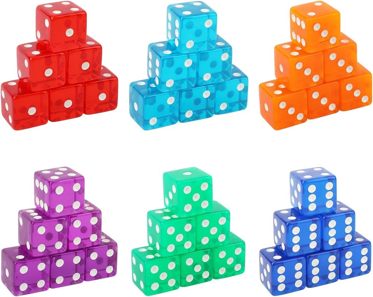 36 Stuks 19mm Craps Dobbelstenen Set - Transparant Acryl D6 Casinodobbelstenen