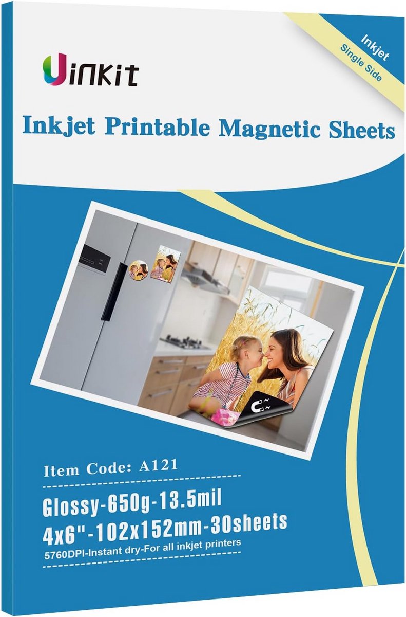 Magnetisch Fotopapier Glossy Inkjet Printer 4x6 Inch - 30 Vellen Zelfklevend