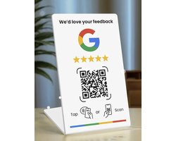 NeoNova® NFC Google Review Baliebord – Direct Reviews via Tap & Scan – Meer Klanten Verzamelen – Wit – Goed voor Restaurants • Cafés • Winkels