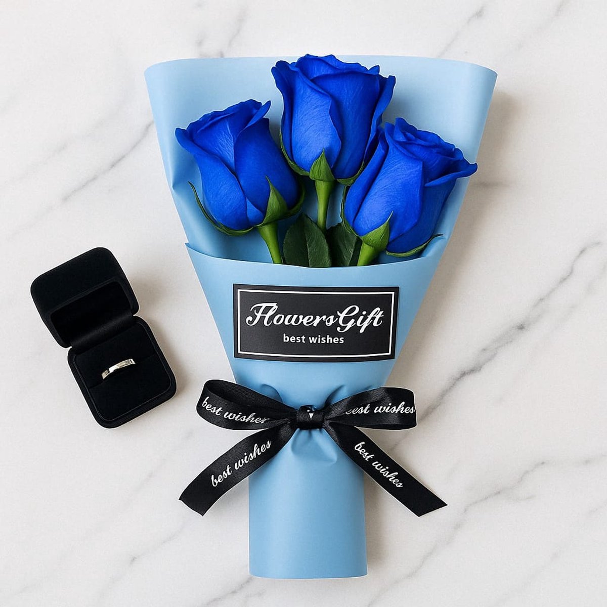 Luxe Kunst Blauwe Rozen in Transparante Geschenkdoos – Duurzame Kunstbloemen als Perfect Valentijnsdag & Moederdag Cadeau