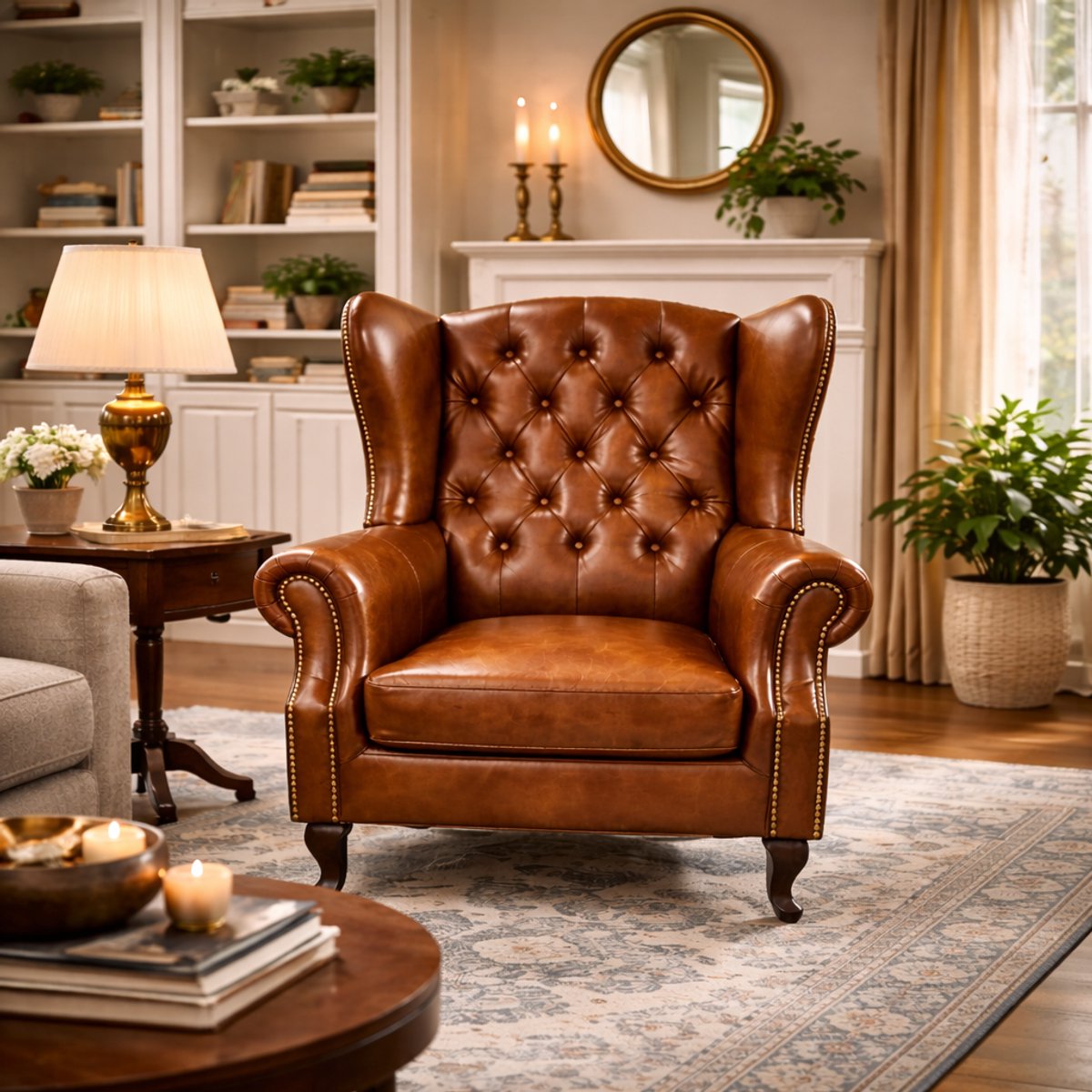 Chesterfield Fauteuil - Bruin - Leer - Stoel Chesterfield - Chesterfield Meubel - Arm Chair
