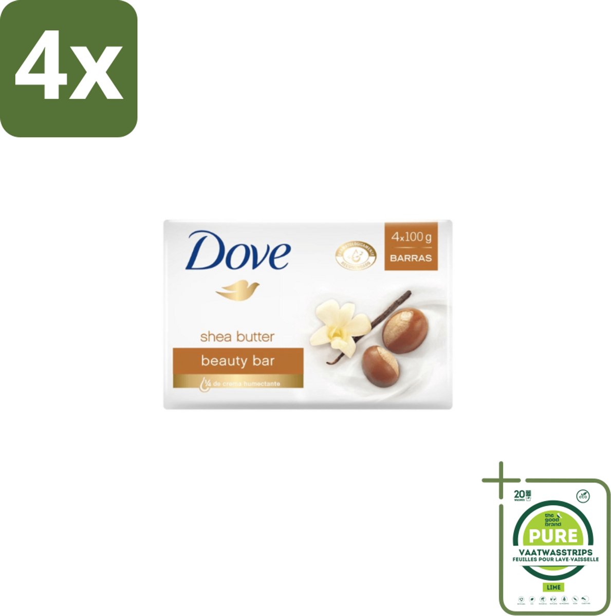 Dove – Zeep – Sheabutter – 4 x 90 g - Voordeelverpakking - 4 stuks - Zeep sheabutter - Huid verzorging