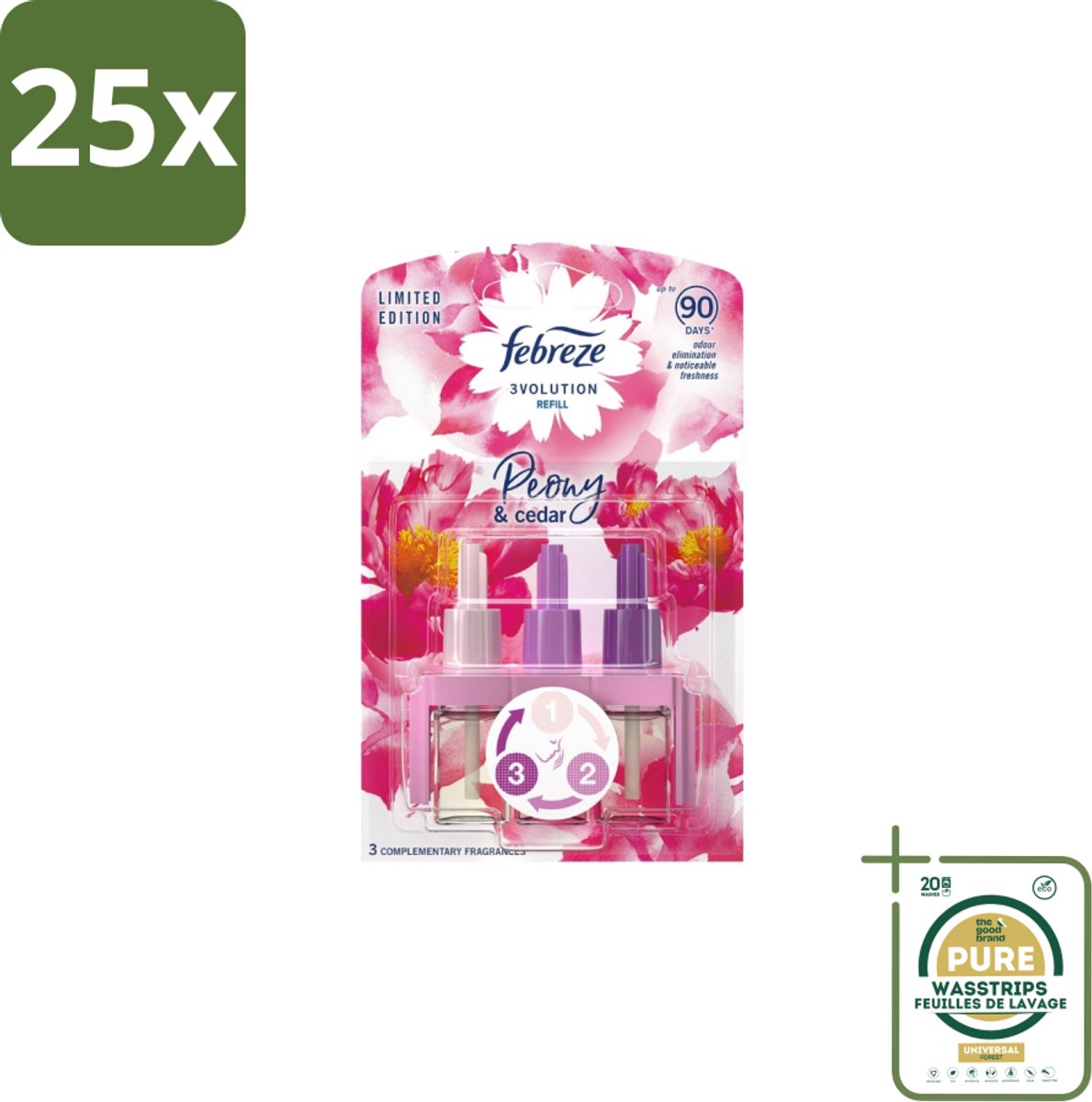 25 x Ambi Pur – Luchtverfrisser – 3Volution Peony & Cedar – Langdurig - Grootverpakking - Luchtverfrisser - Geurverwijdering - Elektrische Luchtverfrisser - Geurautomatisch - Geurwisseling