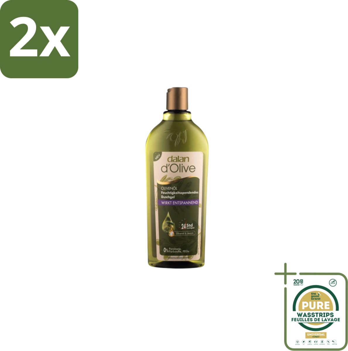 Dalan d’Olive – Douchegel – Relaxing – 400 ml - Voordeelverpakking - 2 stuks - Ontspanning - Huidverzorging