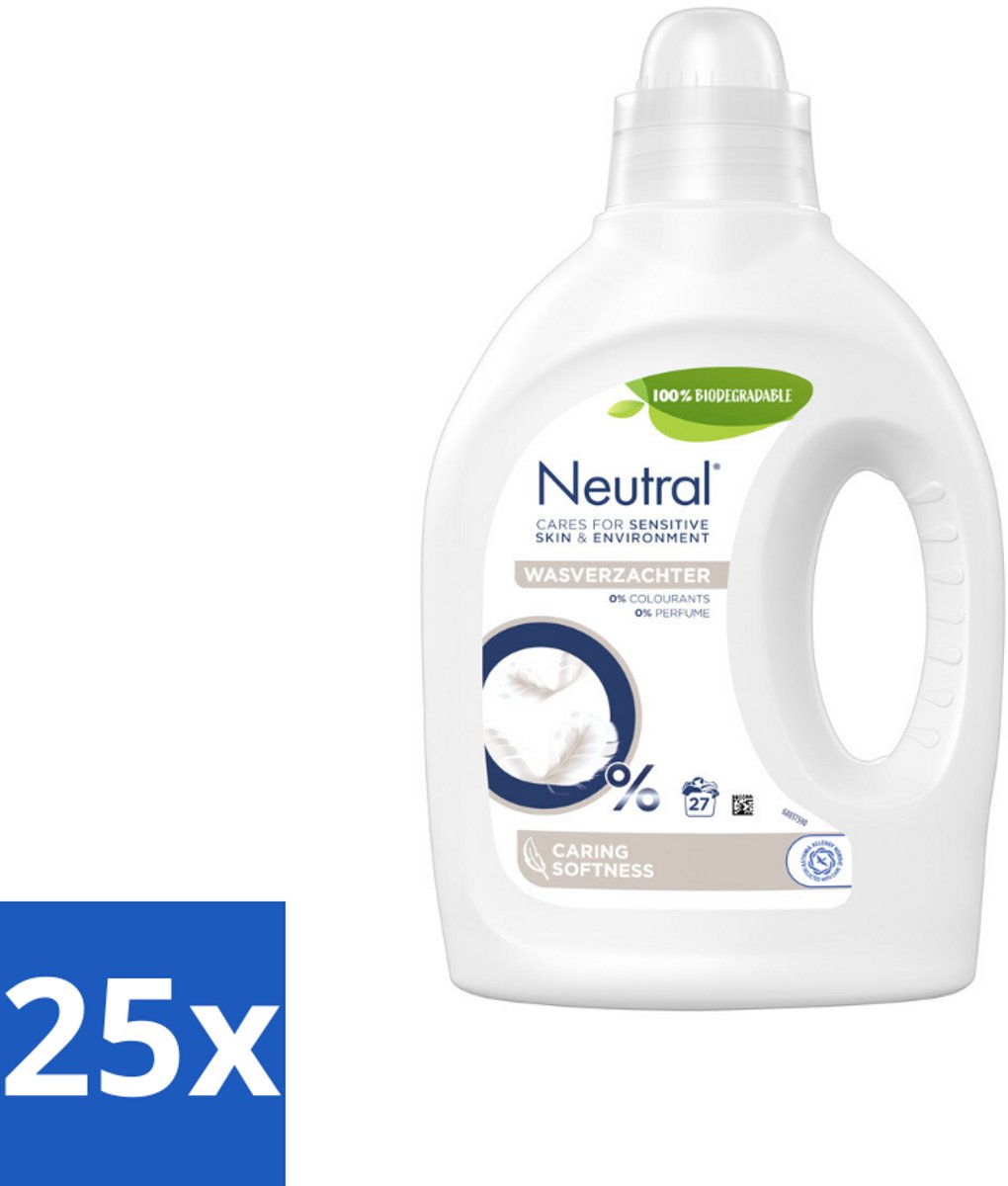 25 x Neutral Wasverzachter 27 Wasbeurten 750 ml - Wasverzachter - Gevoelige Huid - Milieuvriendelijk - Parfumvrij - Babykleding