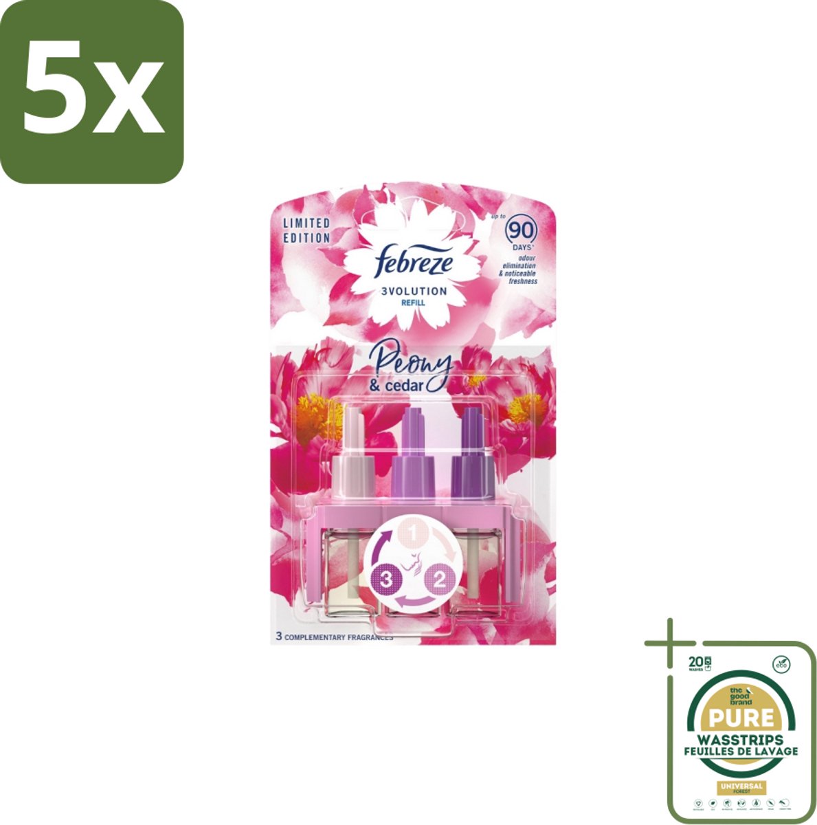5 x Ambi Pur – Luchtverfrisser – 3Volution Peony & Cedar – Langdurig - Grootverpakking - Luchtverfrisser - Geurverwijdering - Elektrische Luchtverfrisser - Geurautomatisch - Geurwisseling