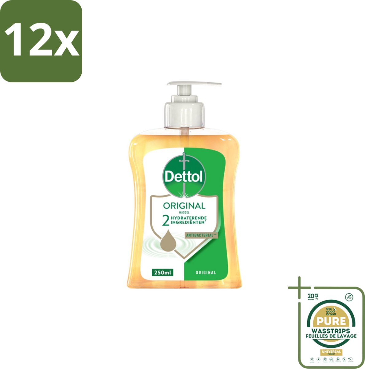 Dettol Handzeep Original 250 ml - Voordeelverpakking - 12 stuks - Antibacterieel - Hydratatie