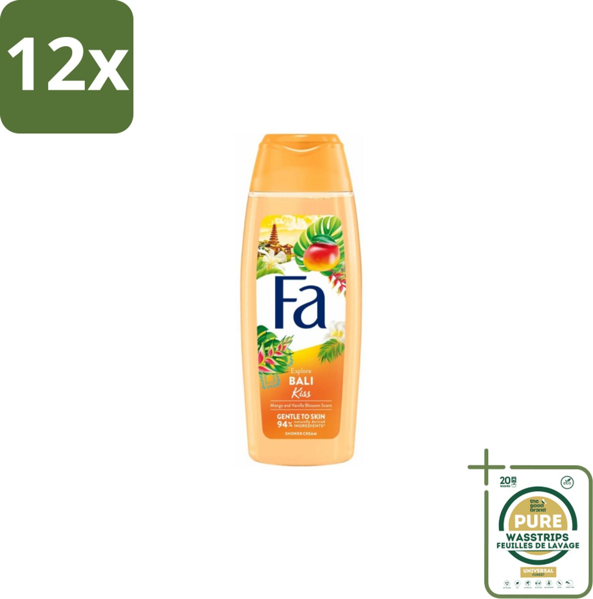 Fa – Douchegel – Bali Kiss – 250 ml - Voordeelverpakking - 12 stuks - Mango - Vanillebloesem