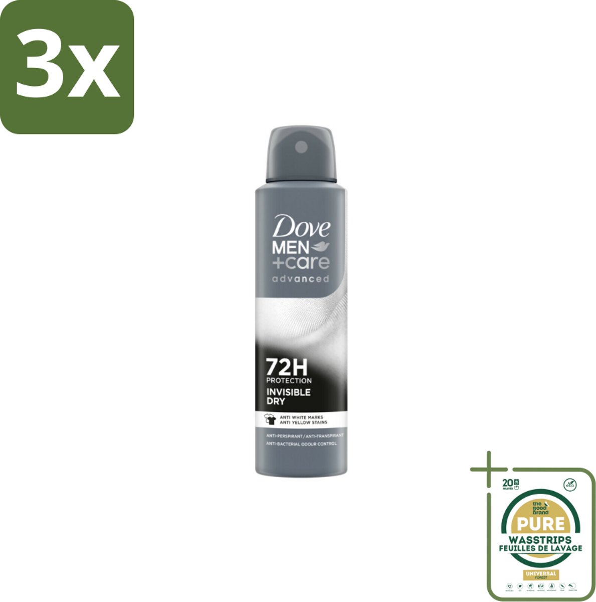 3 x Dove Men+Care – Deodorant Spray – Invisible Dry – 150 ml - Grootverpakking - Deodorant Spray Mannen - Deodorant Spray Voor Mannen - Deodorant Spray Zonder Vlekken - Deodorant Spray Voor Oksels - Deodorant Spray Voor Sport