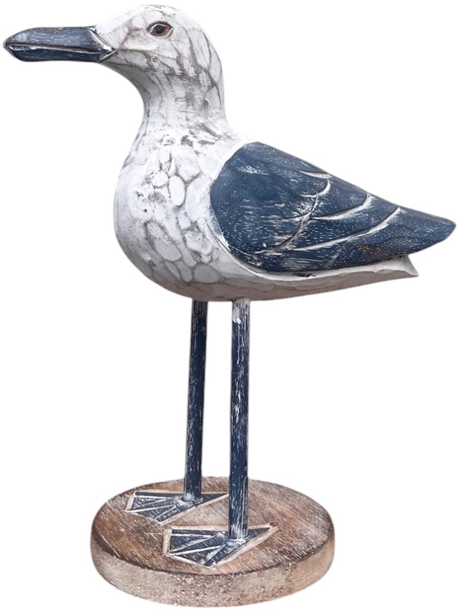 Meeuw rustiek wit/donkerbl 28 cm