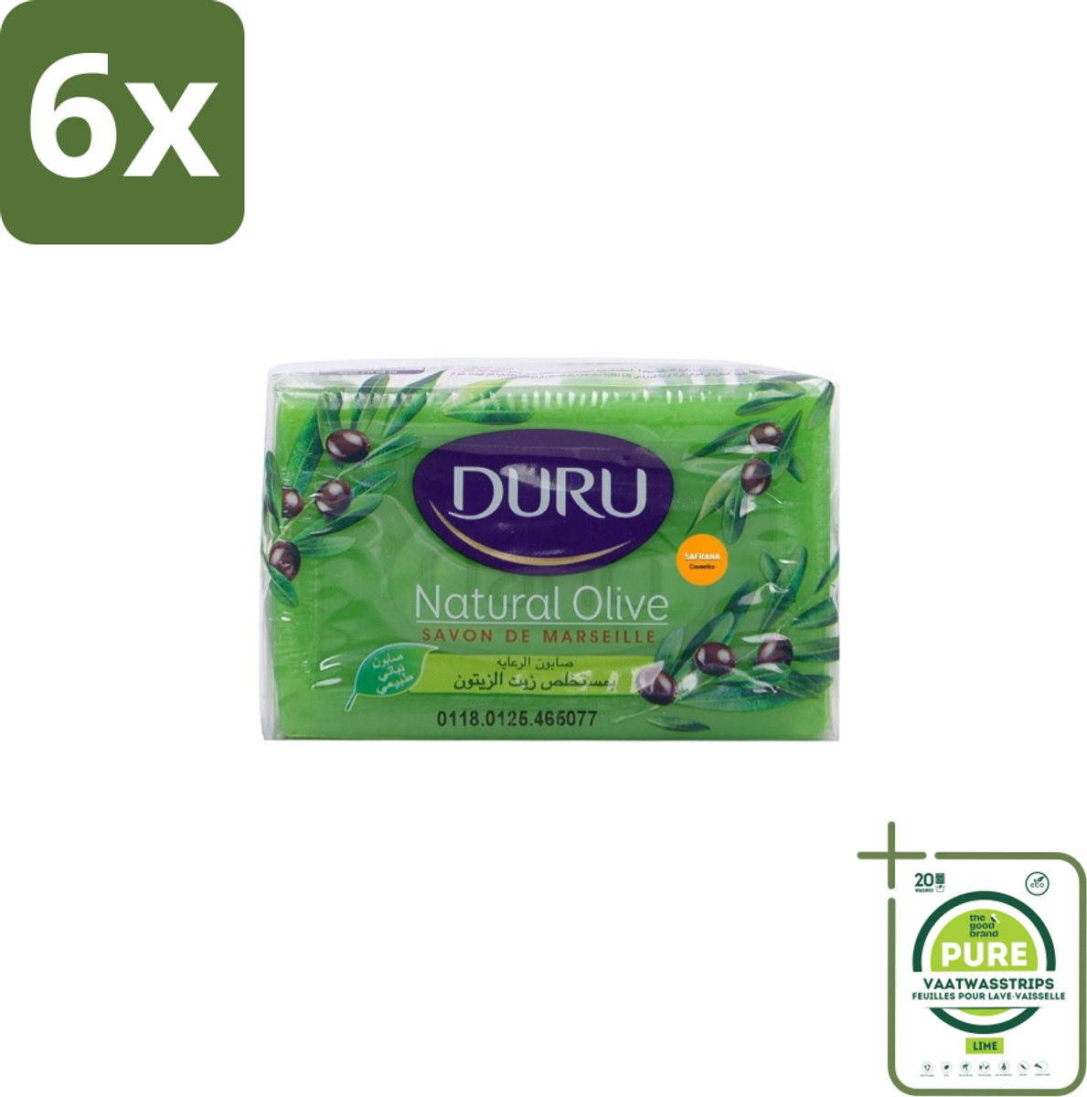 Duru – Zeep – Olijf & Glycerine – 150 g - Voordeelverpakking - 6 stuks - Hamamzeep - Schuimmassage