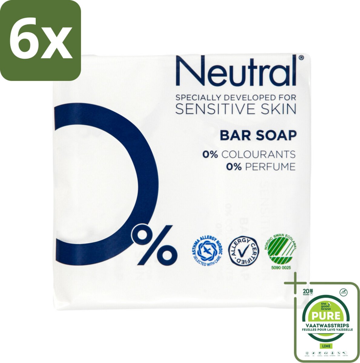 Neutral Zeeptablet 2 x 100 gr - Voordeelverpakking - 6 stuks - Gevoelige huid - Droge huid